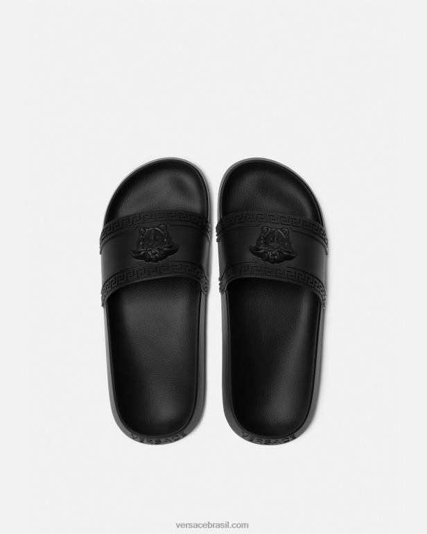 sapato P2TX1592 Versace controles deslizantes do palácio preto homens