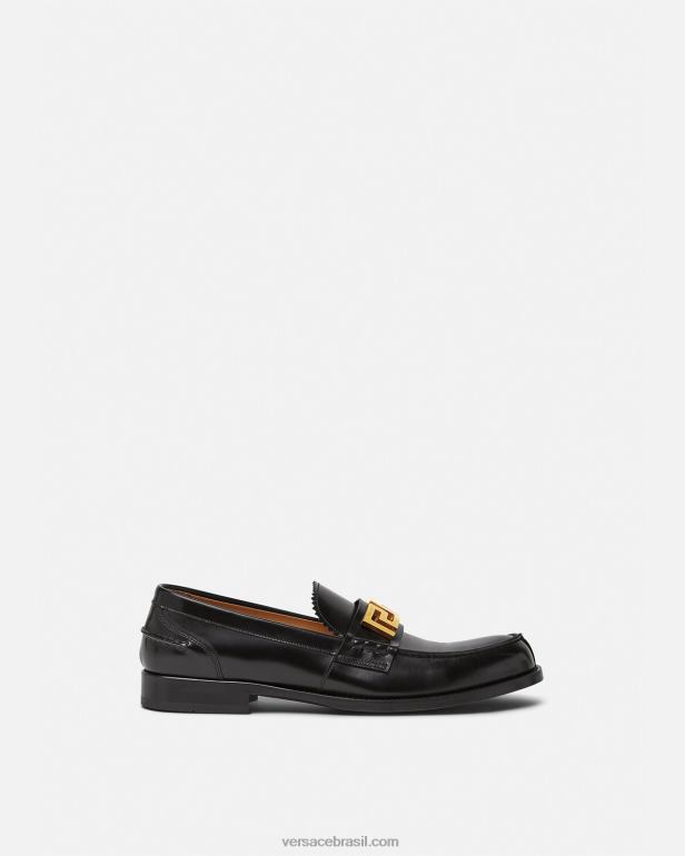 sapato P2TX1567 Versace mocassins gregos preto homens