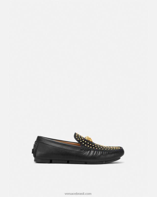 sapato P2TX1573 Versace mocassim la medusa preto homens