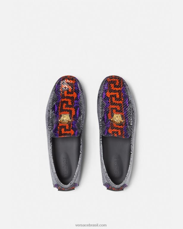 sapato P2TX1574 Versace mocassins python greca estampa la medusa multicolorido homens