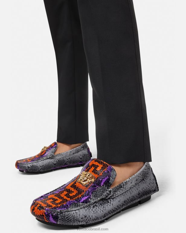 sapato P2TX1574 Versace mocassins python greca estampa la medusa multicolorido homens