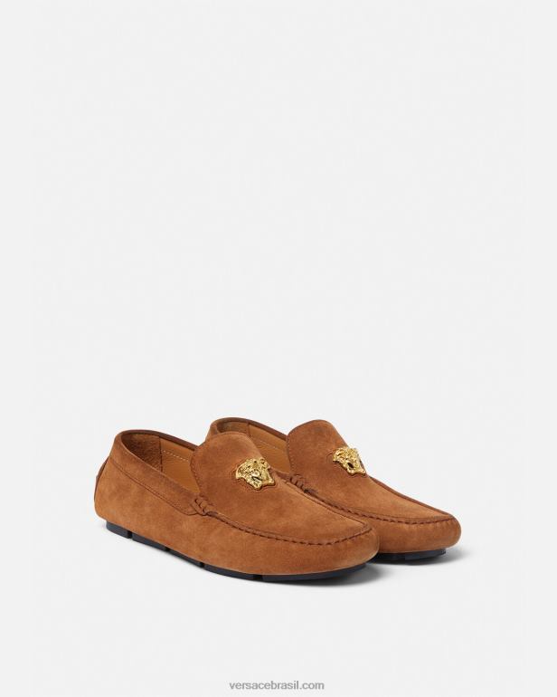 sapato P2TX1603 Versace tenis la medusa camurça marrom homens