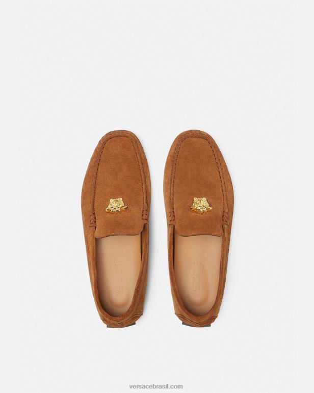 sapato P2TX1603 Versace tenis la medusa camurça marrom homens