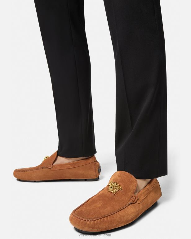 sapato P2TX1603 Versace tenis la medusa camurça marrom homens