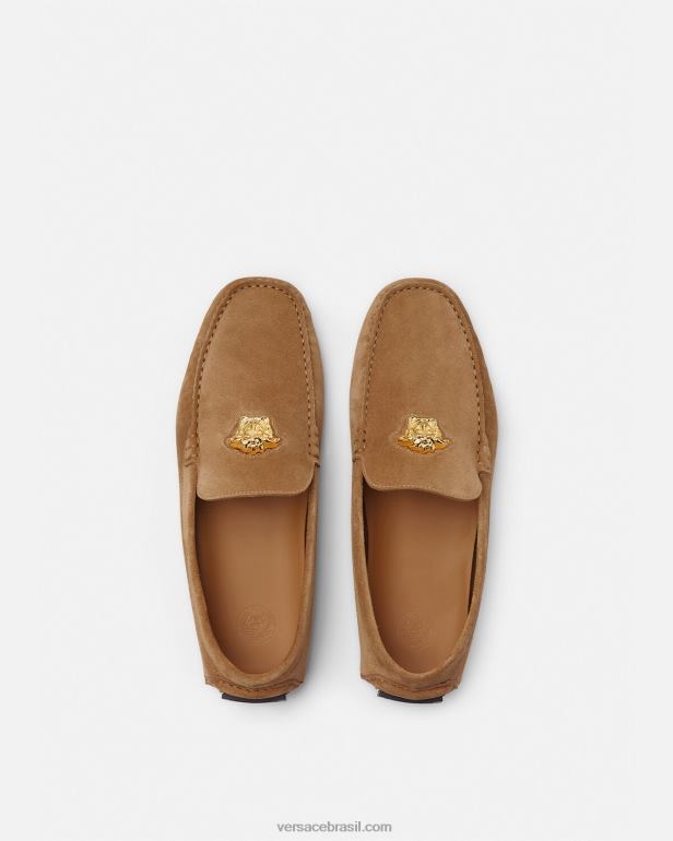 sapato P2TX1605 Versace tenis la medusa camurça marrom homens