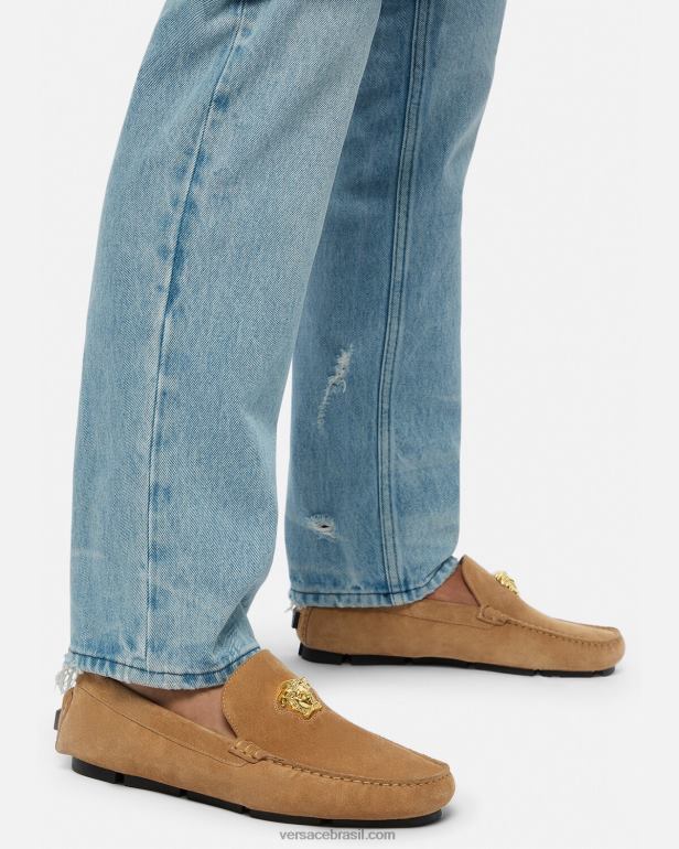 sapato P2TX1605 Versace tenis la medusa camurça marrom homens