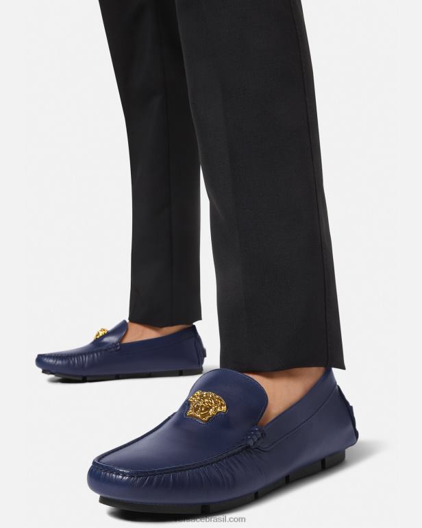 sapato P2TX1606 Versace sapato driver la medusa marinha homens