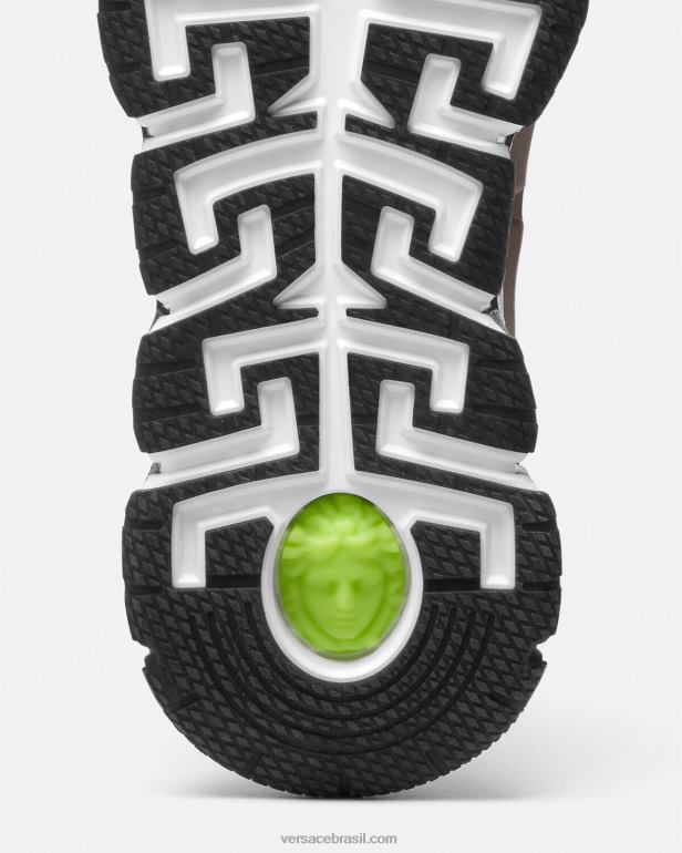 sapato P2TX1512 Versace tênis trigreca marrom e dourado homens