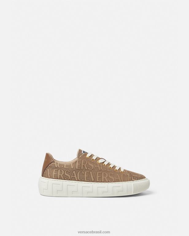 sapato P2TX1515 Versace tênis greca allover marrom homens