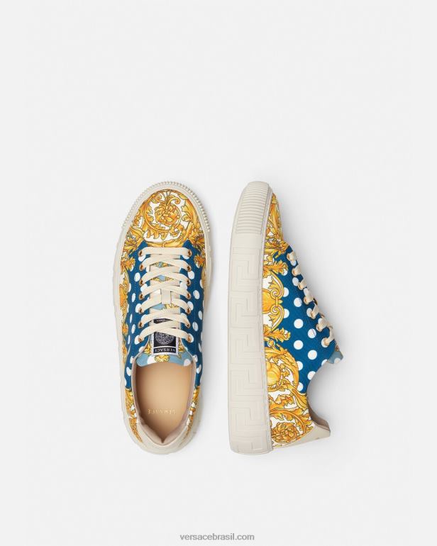 sapato P2TX1516 Versace tênis seashell barroco greca imprimir homens