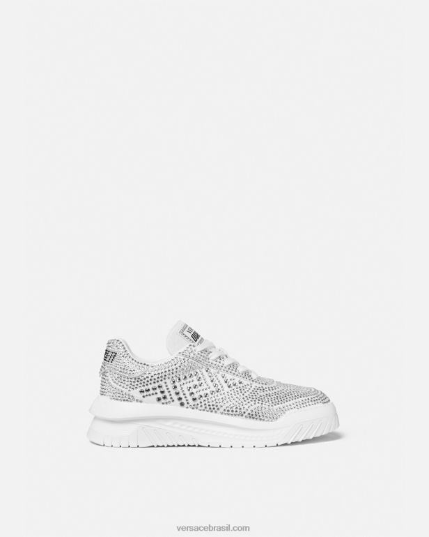 sapato P2TX1534 Versace tênis odissea cristal branco homens