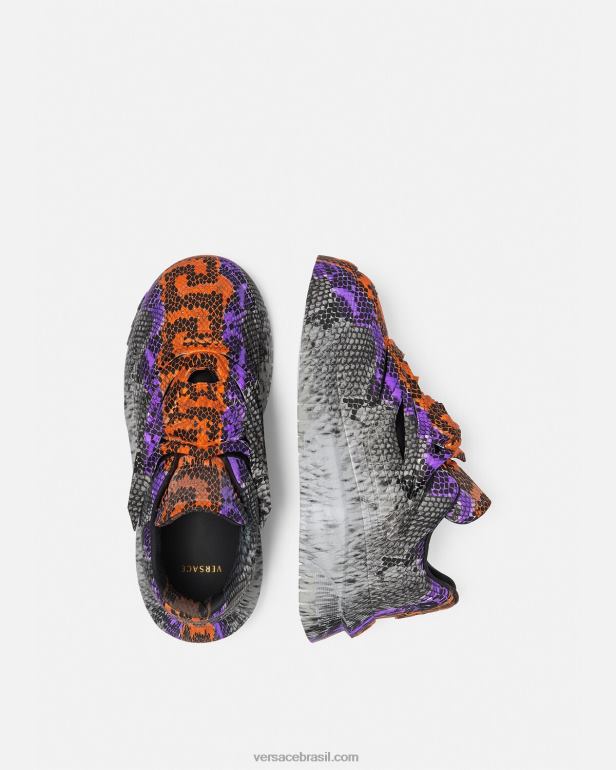 sapato P2TX1539 Versace tênis odissea com estampa python greca imprimir homens