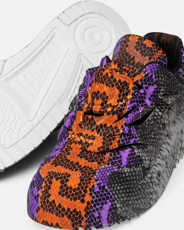 sapato P2TX1539 Versace tênis odissea com estampa python greca imprimir homens