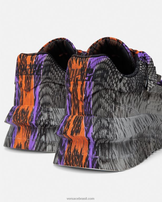 sapato P2TX1539 Versace tênis odissea com estampa python greca imprimir homens