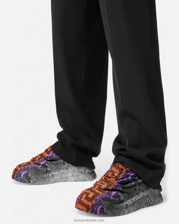 sapato P2TX1539 Versace tênis odissea com estampa python greca imprimir homens