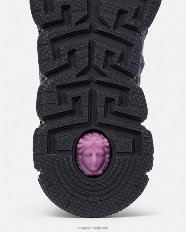 sapato P2TX1542 Versace tênis barocco 660 trigreca azul homens