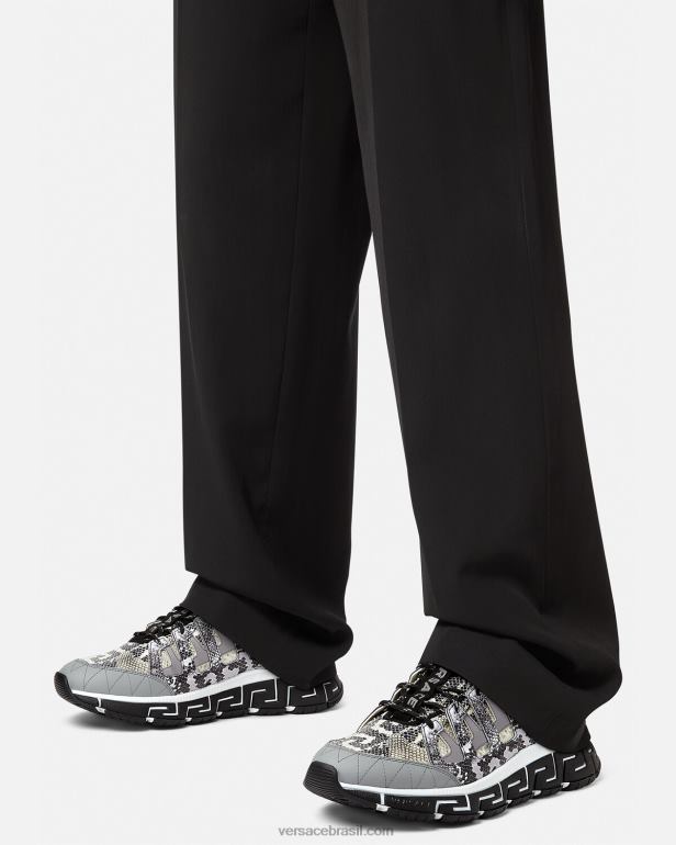 sapato P2TX1543 Versace tênis trigreca com estampa python preto e estampado homens