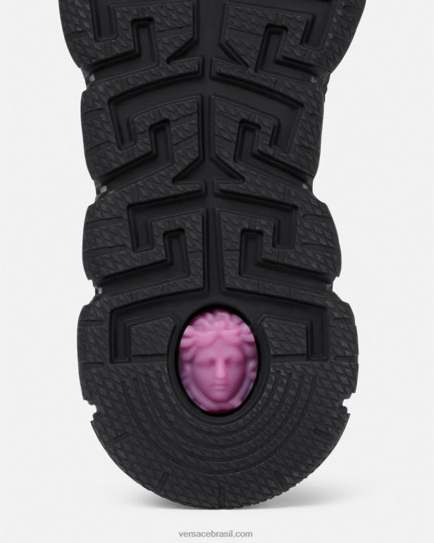 sapato P2TX1544 Versace tênis trigreca com tachas preto homens