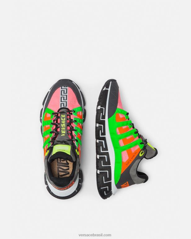 sapato P2TX1545 Versace tênis trigreca multicolorido homens