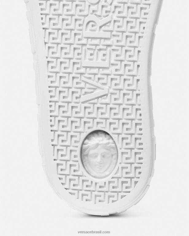 sapato P2TX1548 Versace tênis allover jeans greca azul claro homens