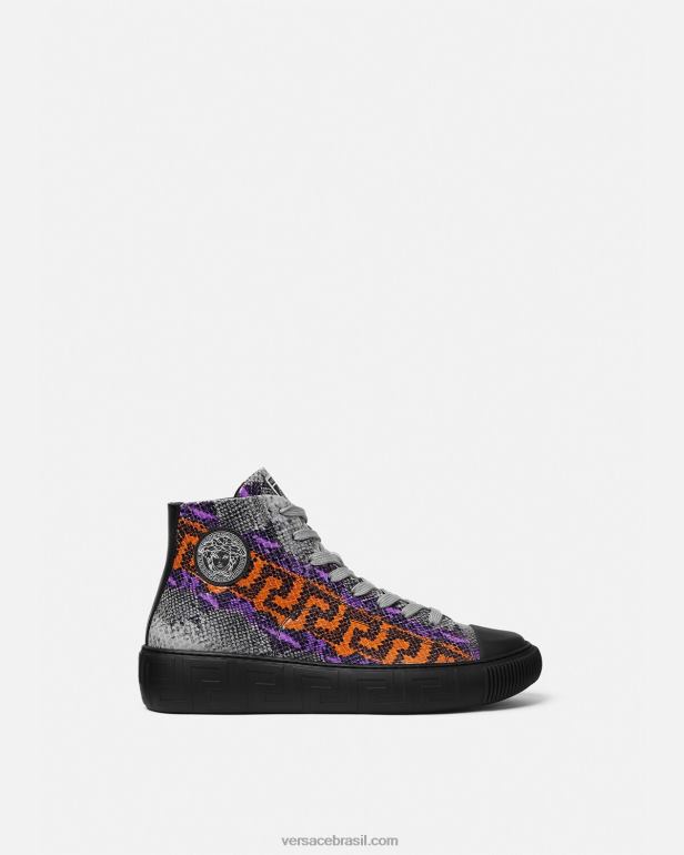 sapato P2TX1554 Versace tênis com estampa python greca Uma cor homens