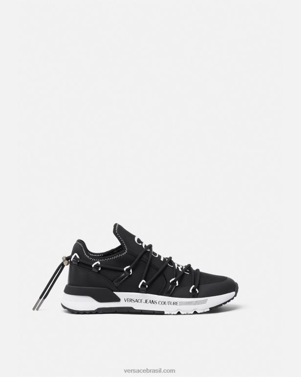 sapato P2TX2445 Versace tênis dinâmicos preto e estampado homens