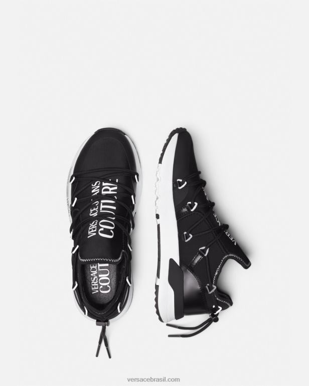 sapato P2TX2445 Versace tênis dinâmicos preto e estampado homens