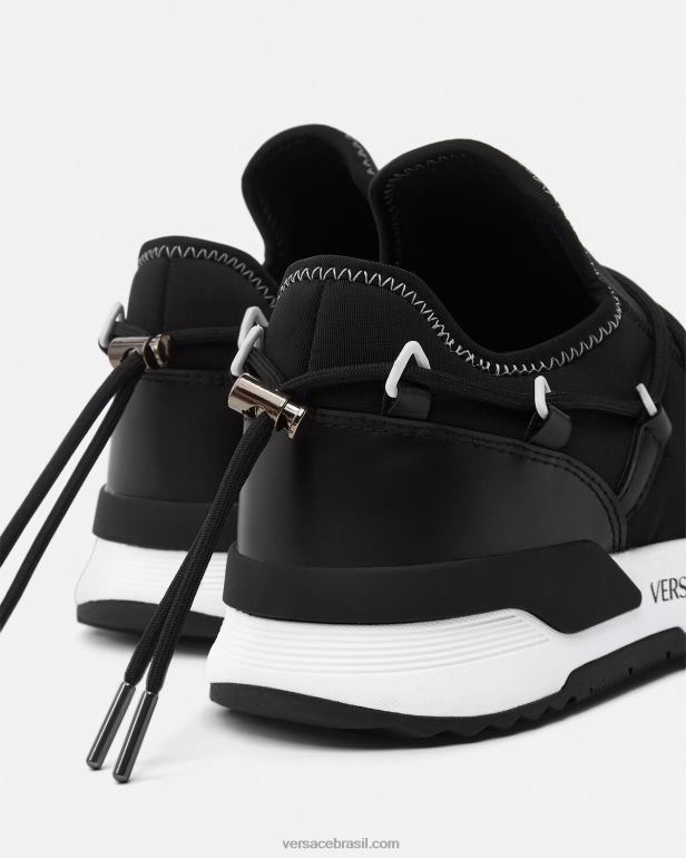 sapato P2TX2445 Versace tênis dinâmicos preto e estampado homens