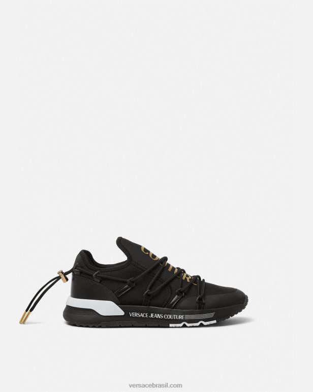 sapato P2TX2446 Versace tênis dinâmicos ouro Preto homens