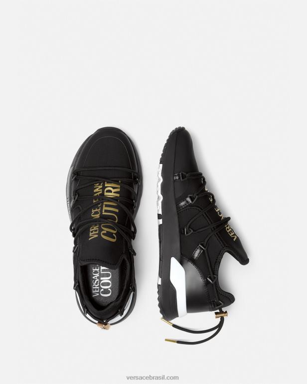 sapato P2TX2446 Versace tênis dinâmicos ouro Preto homens