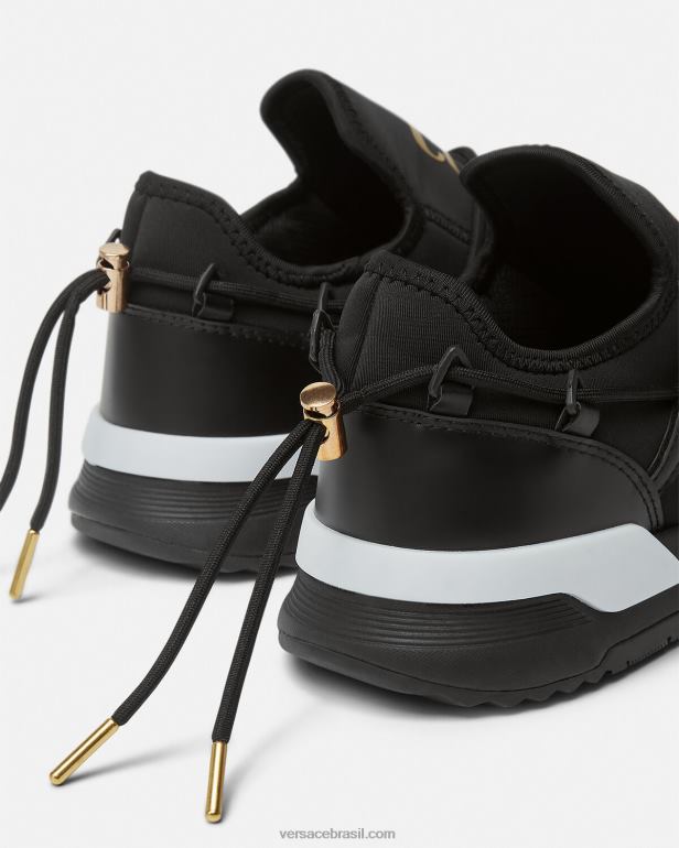 sapato P2TX2446 Versace tênis dinâmicos ouro Preto homens