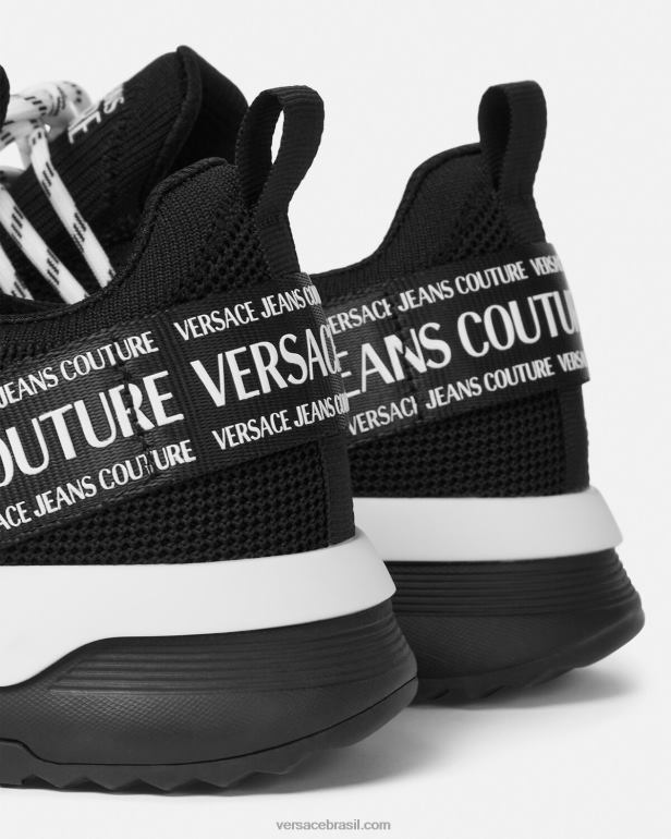 sapato P2TX2447 Versace tênis com logotipo dinâmico preto homens