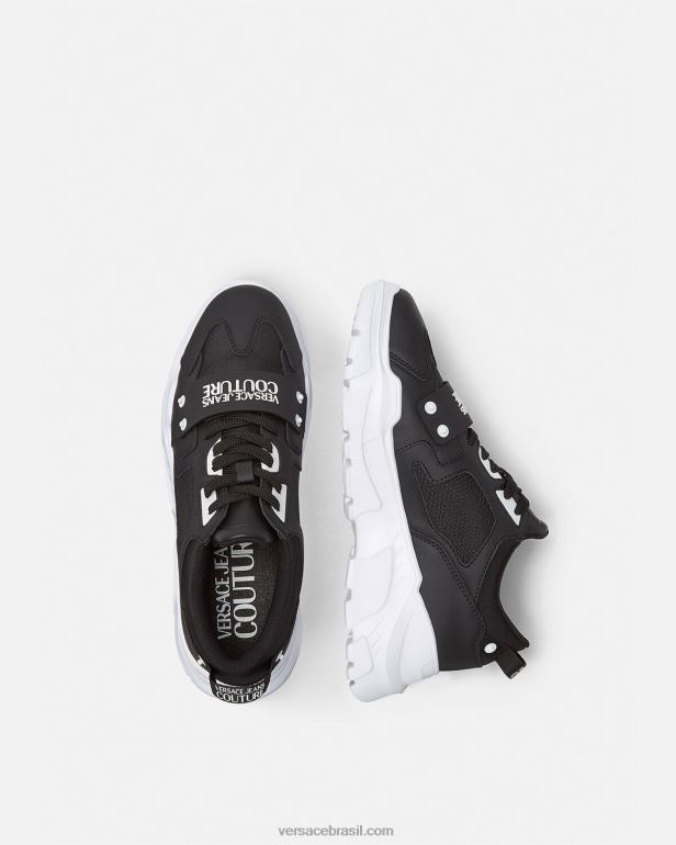 sapato P2TX2450 Versace tênis com logotipo speedtrack preto homens