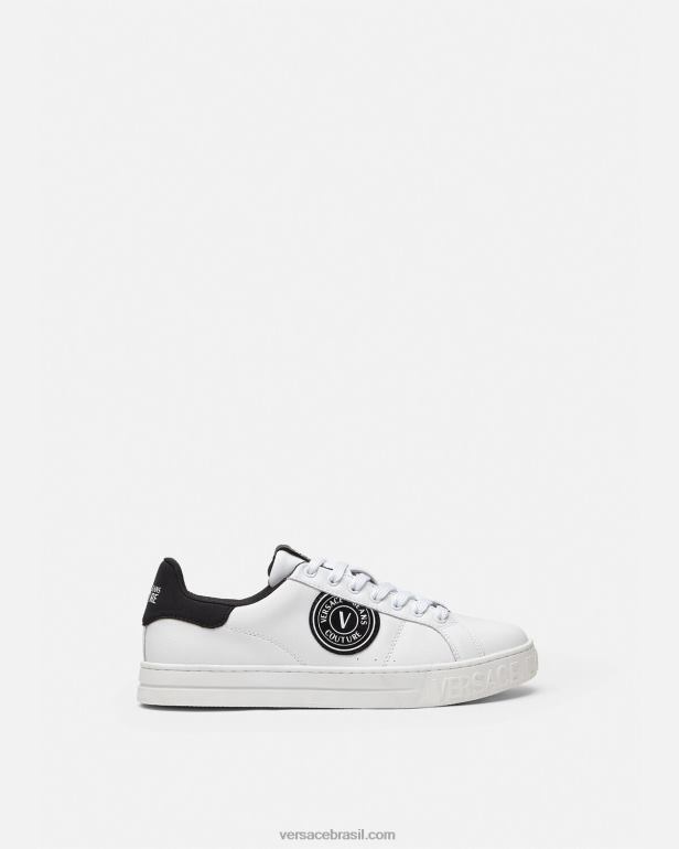 sapato P2TX2452 Versace tênis v-emblem Court 88 com logo Branco preto homens