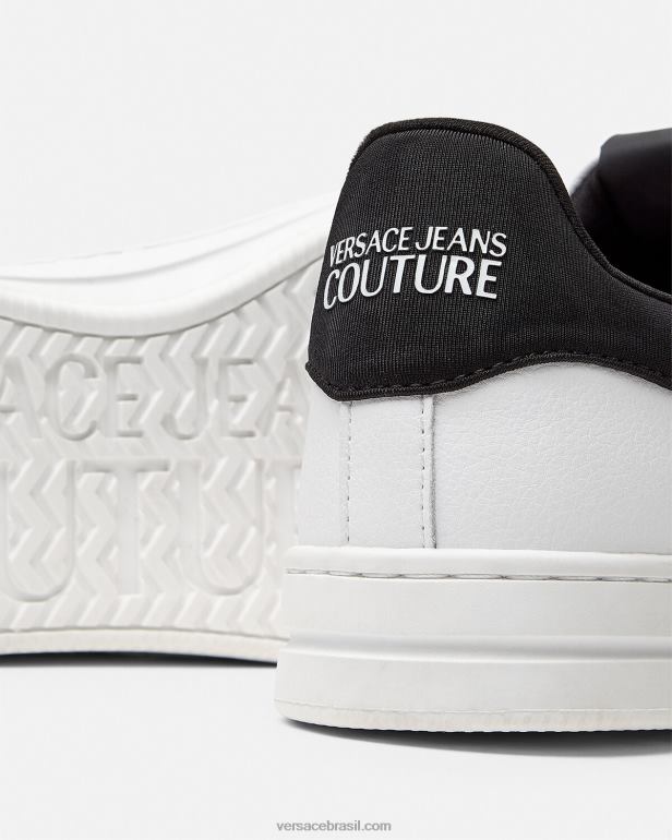 sapato P2TX2452 Versace tênis v-emblem Court 88 com logo Branco preto homens