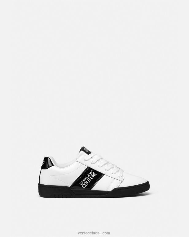 sapato P2TX2453 Versace tênis com logo do brooklyn branco homens