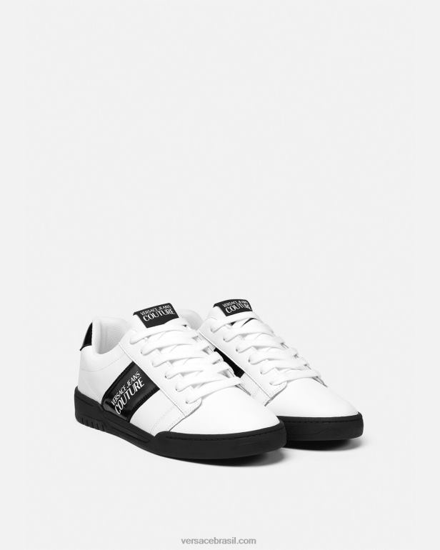 sapato P2TX2453 Versace tênis com logo do brooklyn branco homens