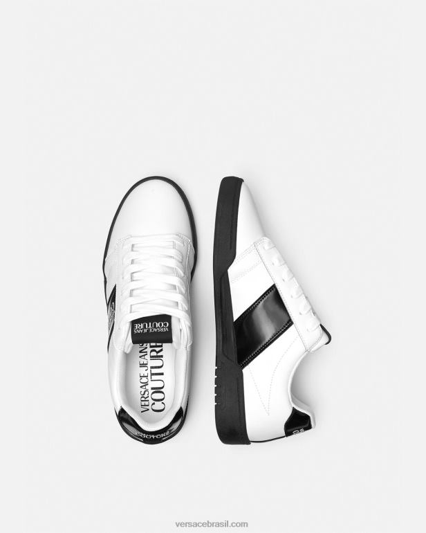 sapato P2TX2453 Versace tênis com logo do brooklyn branco homens