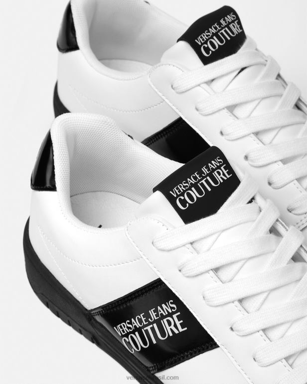 sapato P2TX2453 Versace tênis com logo do brooklyn branco homens