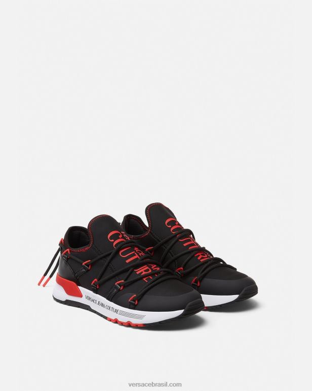 sapato P2TX2454 Versace tênis dinâmicos preto e vermelho homens