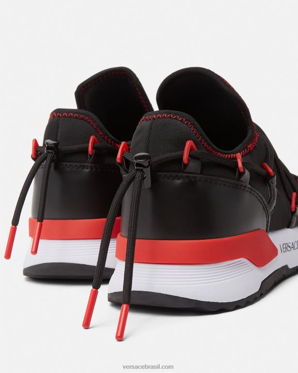 sapato P2TX2454 Versace tênis dinâmicos preto e vermelho homens