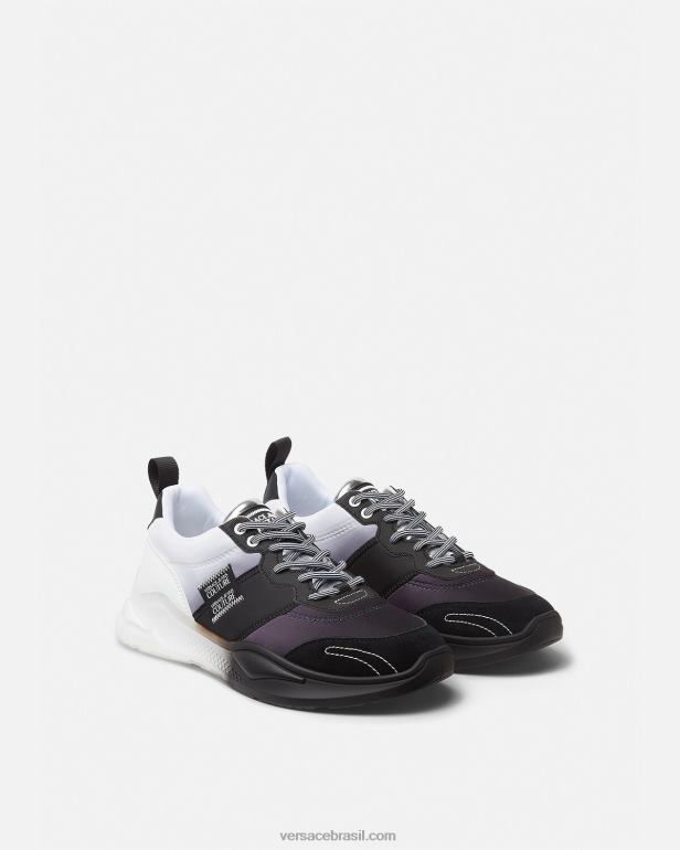 sapato P2TX2455 Versace tênis levião preto e estampado homens