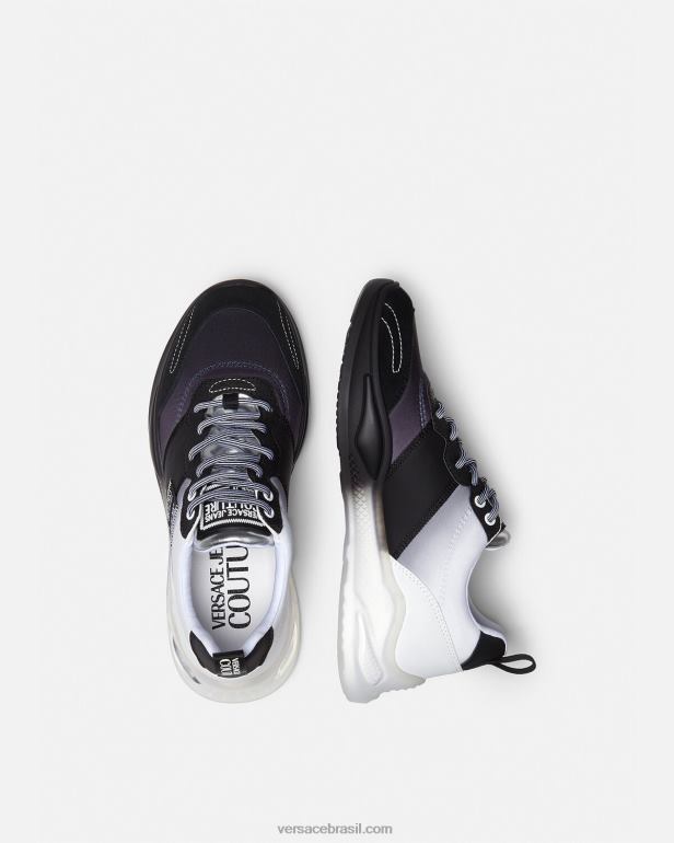 sapato P2TX2455 Versace tênis levião preto e estampado homens