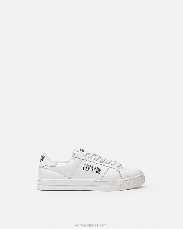 sapato P2TX2469 Versace tênis Court 88 com logo branco homens