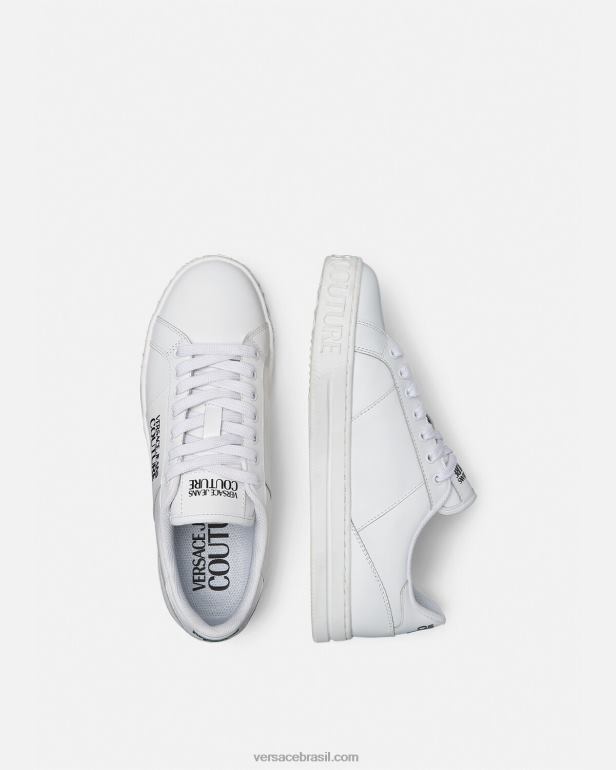 sapato P2TX2469 Versace tênis Court 88 com logo branco homens