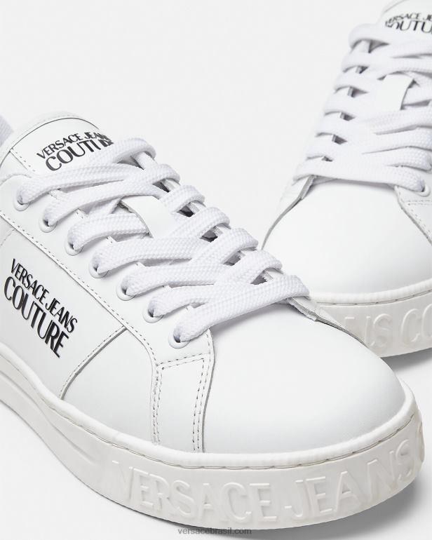 sapato P2TX2469 Versace tênis Court 88 com logo branco homens