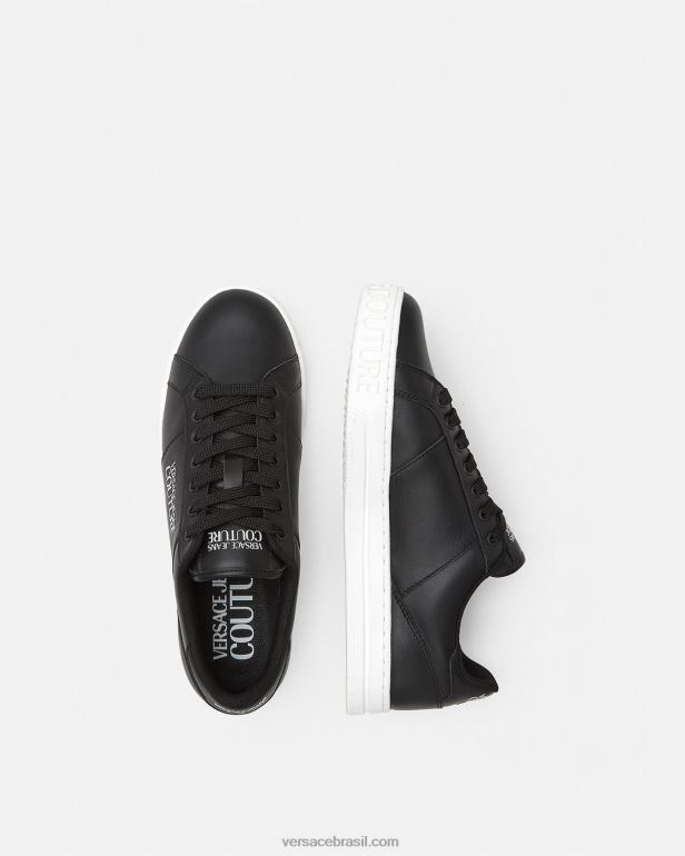 sapato P2TX2470 Versace tênis Court 88 com logo preto homens
