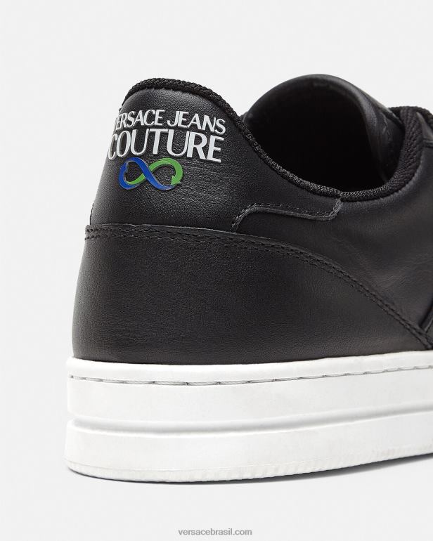 sapato P2TX2470 Versace tênis Court 88 com logo preto homens