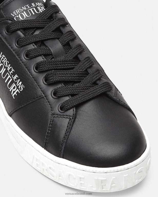sapato P2TX2470 Versace tênis Court 88 com logo preto homens