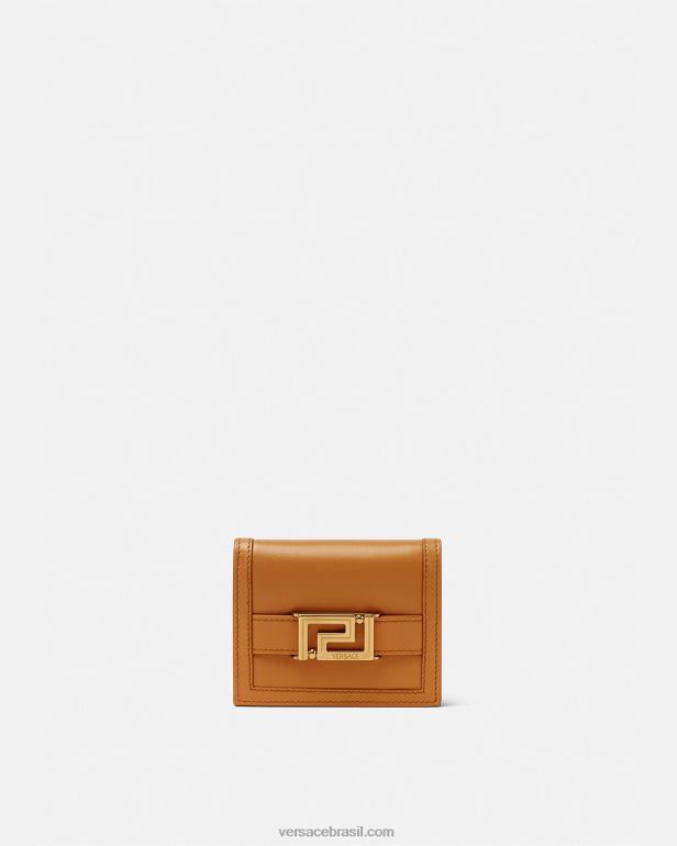 acessórios P2TX555 Versace carteira bifold deusa greca caramelo mulheres
